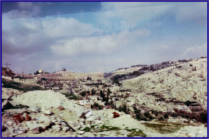 The original City of David leading up to the southern wall of Jerusalem and the Temple Mount